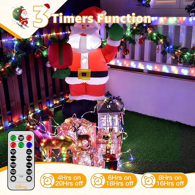 Ollny Outdoor Christmas Lights 1000LED 328FT, Multicolor Fairy Lights IP67 Waterproof, Plug in String Light with Remote 8 Modes Timer, Xmas Light for Outside Indoor House Tree Decorations