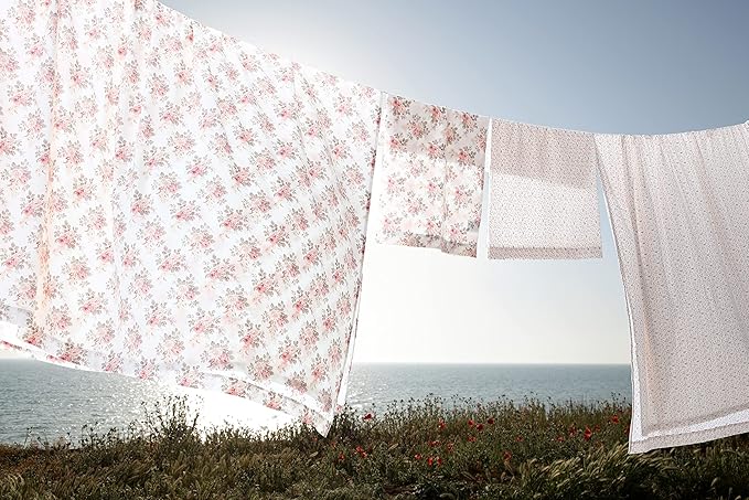 Laura Ashley - Flannel Sheets Twin Size, Anti-Pilling & Wrinkle Resistant Cotton, Touchably Soft for All-Season Comfort - Bed Sheets with Matching Pillowcase & Fitted Sheet (Lisalee Pink)