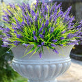 22 Pcs Artificial Outdoor Flowers UV Resistant Lavender Fake Greenery Plants Grass with Purple Flowers for Pot Decor for Window Garden Patio Hanging Planter Pathway Front Porch (22, Purple)