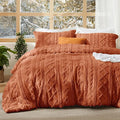 Bedsure Tufted Boho Comforter Set Twin Size - Terracotta Boho Bed Set, GentleSoft™ 2 Pieces Farmhouse Shabby Chic Embroidery Bedding, Gifts for Woman, Soft Jacquard Twin Comforter for All Seasons