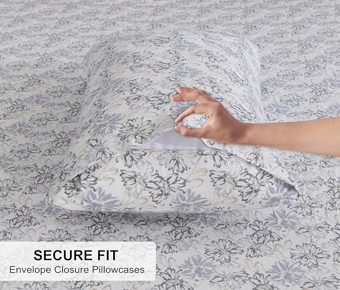 RUVANTI Flannel Sheets Queen Size - 100% Cotton Double Brushed Bed Sheets, Deep Pockets 16 Inches Queen Sheet Set, All Seasons Breathable & Extra Soft - Warm & Cozy, 4 Piece, Pacific