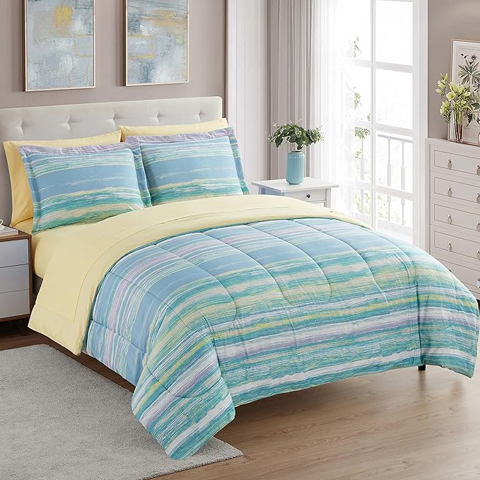 Sweet Home Collection 5 Piece Comforter Set Bag Solid Color All Season Soft Down Alternative Blanket & Luxurious Microfiber Bed Sheets, Sorento, Twin