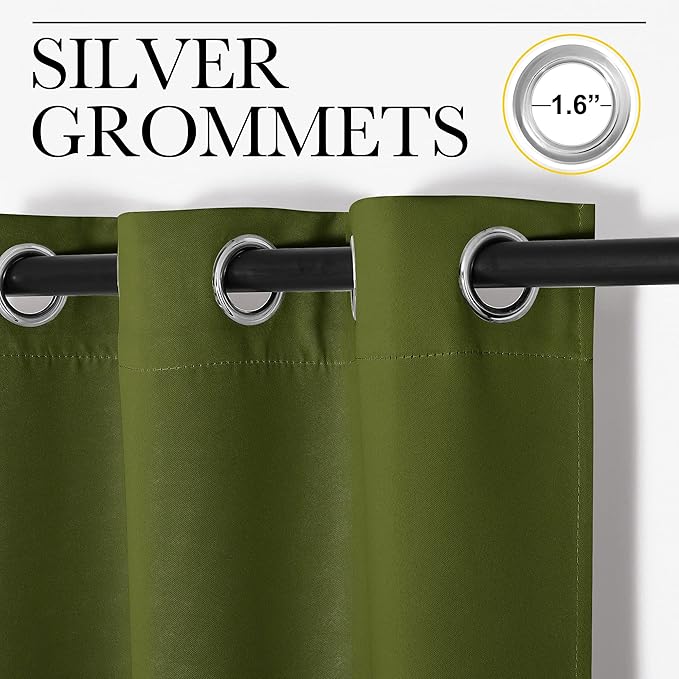 NICETOWN Olive Green Blackout Curtains 102 inches Length for Living Room, 2 Panels, 55" Wide, Thermal Insulated Long Drapes for Large Window