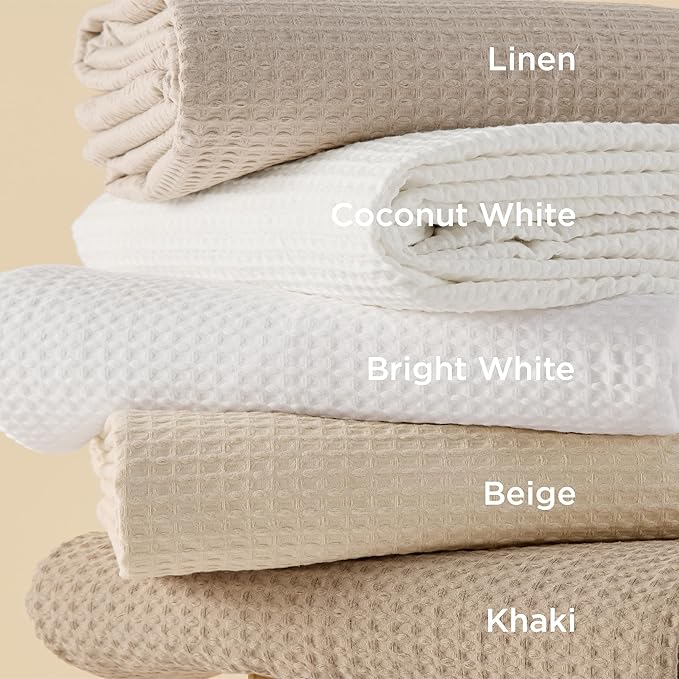 Bedsure Cotton Duvet Cover Set - 100% Cotton Waffle Weave Khaki Duvet Cover Oversized Queen Size, GentleSoft™ and Breathable Bedding Set for All Season, 3 Pieces, 98"x98"