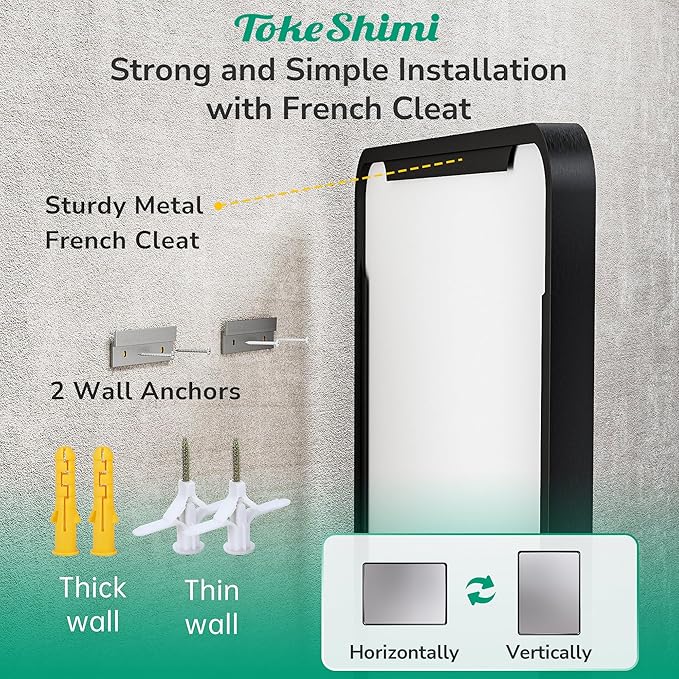 TokeShimi 55x36 Bathroom Mirror Black,Aluminum Framed Bathroom Mirror for Over Sink,Rectangle Vanity Mirror Bath,Shatterproof Tempered Glass Wall Mirror Modern(Horizontal/Vertical)
