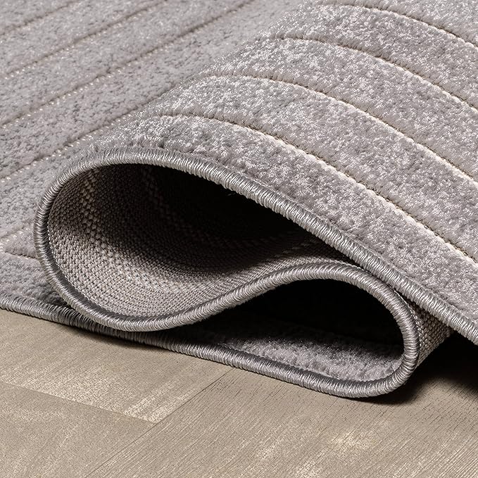 Eyely NCS101B-5 Scandinavian Odense Minimalist Angle Geometric Indoor Area Rug, Modern, Contemporary, Coastal, Bohemian, Bedroom, Kitchen, Living Room, Non Shedding, Gray/Ivory, 5' x 8'