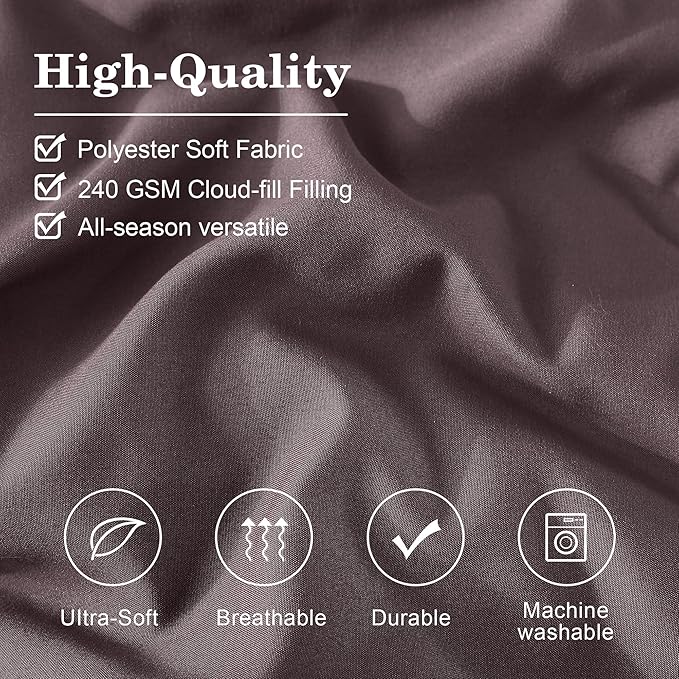 Monbix Queen Comforter Set - 7 Pieces ltalian Plum Bed in a Bag Queen Bedding Sets with Comforters, All Seasons Down Alternative Comforter Bed Set with Sheets,Pillowcases & Shams