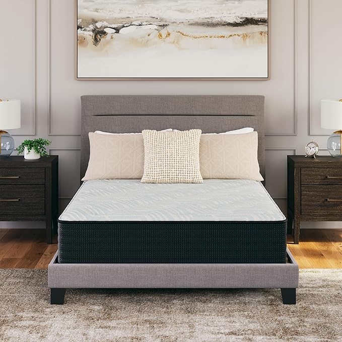 Signature Design by Ashley Twin Size Comfort Plus 10 Inch Hybrid Mattress with Lumbar Support Gel Memory Foam, Fiberglass Free, Mattress In A Box