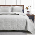 Love's cabin King Size Quilt Bedding Set Light Grey Bedspreads - Bed Summer Lightweight Bedspread Comforter - Coin Pattern Bedding Coverlet for All Season - 3 Pieces (1 Quilt, 2 Pillow Shams)