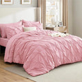 Bedsure Full Comforter Set Baby Pink - Bed in a Bag Full Size Bedding Set 7 Pieces, GentleSoft™ Pintuck Bed Set Gift for Family, Pinch Pleat All Season Comforter with Sheets, Pillowcases & Shams