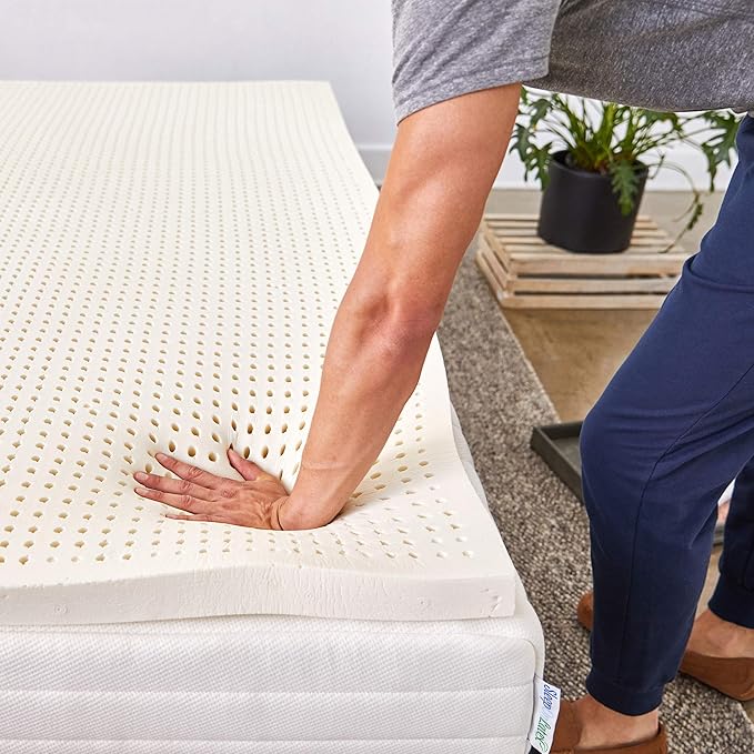 Pure Green 100% Natural Latex Mattress Topper - Medium Firmness - 3 Inch - King Size (GOLS Certified Organic)