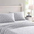 Laura Ashley - Flannel Sheets King Size, Anti-Pilling & Wrinkle Resistant Cotton, Touchably Soft for All-Season Comfort - Bed Sheets with Matching Pillowcases & Fitted Sheet (Crestwood Pastel Grey)