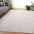 SAFAVIEH Arizona Shag Collection Accent Rug - 4' x 6', Ivory & Beige, Moroccan Design, Non-Shedding & Easy Care, 1.6-inch Thick Ideal for High Traffic Areas in Entryway, Living Room, Bedroom (ASG741A)