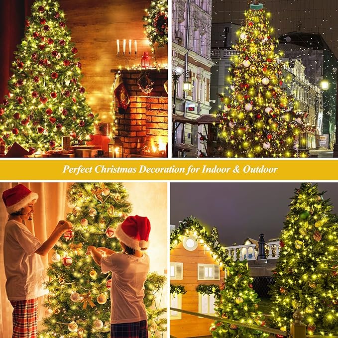 Aneeway 400 LED Christmas Tree Lights, 6.6FT x 16 String, Warm White, Indoor/Outdoor, LED, Remote Control, Memory & Timing Function