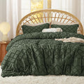 Bedsure Full Comforter Set - Olive Green Comforter, Boho Tufted Shabby Chic Bedding for Kids, 3 Pieces Vintage Farmhouse Bed Set for All Seasons, Fluffy Soft Bedding with 2 Pillow Shams