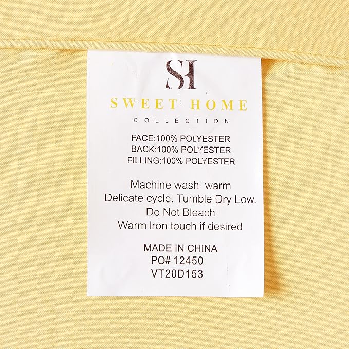 Sweet Home Collection 7 Piece Comforter Set Bag Solid Color All Season Soft Down Alternative Blanket & Luxurious Microfiber Bed Sheets, Yellow, Full