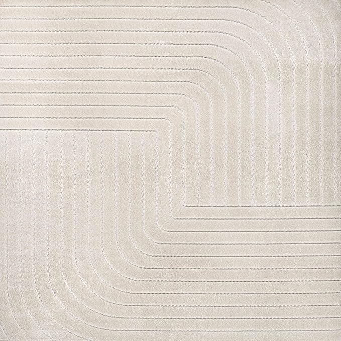 Eyely NCS101A-9SQ Scandinavian Odense Minimalist Angle Geometric Indoor Rug, Pet Friendly, Non-Shedding, Stain Resistant, Easy-Cleaning, Ivory/Cream, 9' Square, Indoor/Outdoor, Area Rug