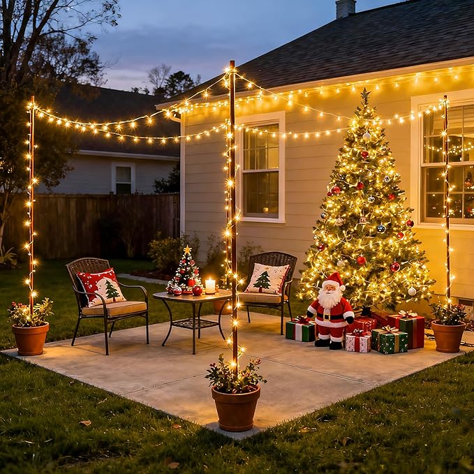 JMEXSUSS 200 LED Christmas Lights Indoor Outdoor, Connectable Warm White Christmas Tree Lights Clear Wire, 66 Ft Twinkle Fairy String Light Plug in for Bedroom Wedding Xmas Tree Decorations