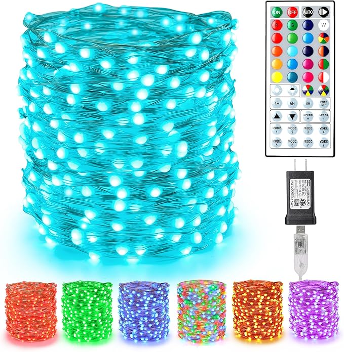 BrizLabs Color Changing Fairy Lights, 66ft 200 LED Rainbow Christmas Fairy Lights with Remote, RGB Xmas Tree Light with Timer, Dimmable Twinkle Light Music Sync for Indoor Xmas Halloween Easter Party