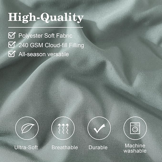 Monbix Oversized Queen Comforter Set - 7 Pieces Sage Green Bed in a Bag Queen Bedding Sets with Comforters, All Seasons Down Alternative Comforter Bed Set with Sheets,Pillowcases & Shams