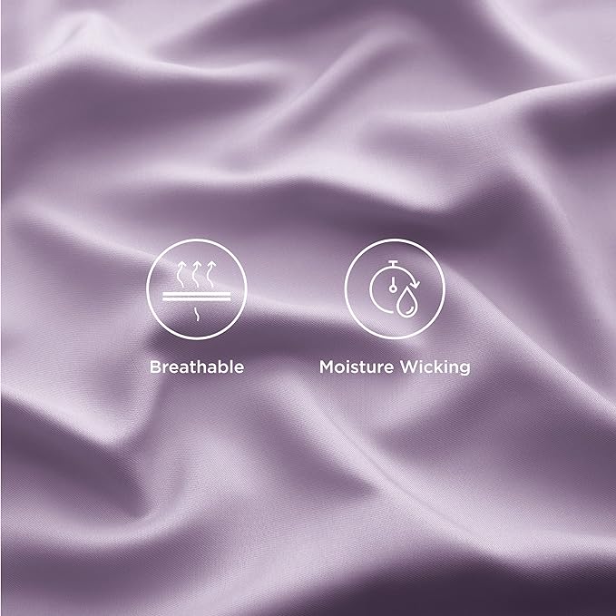Bedsure King Size Sheets Set, Cooling Sheets for Hot Sleepers, Rayon Derived from Bamboo, Breathable & Soft, Deep Pocket Up to 16 Inches, Hotel Luxury Silky Bedding, Lilac
