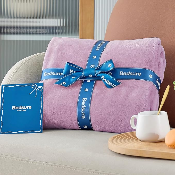 Bedsure GentleSoft Fleece Blankets King Size Lilac Lavender - Bed Blanket Soft Lightweight Plush Cozy Fuzzy Luxury Microfiber, 108x90 inches