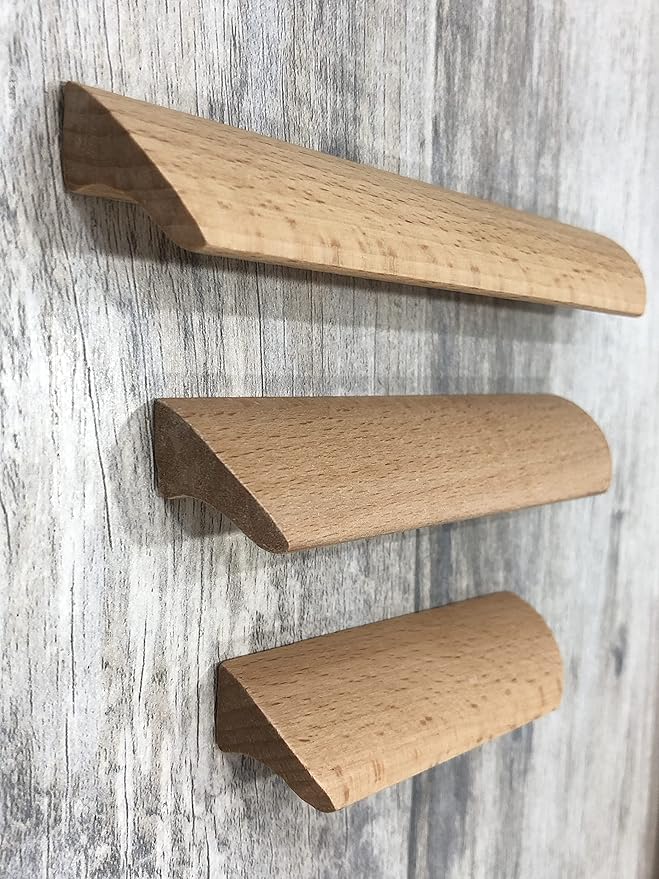 10Pcs Unfinished Wood Solid Furniture Pulls Handles, Paintable Wooden Cupboard Closet Drawer Handle Pull,L 3.54",HD 2.52"