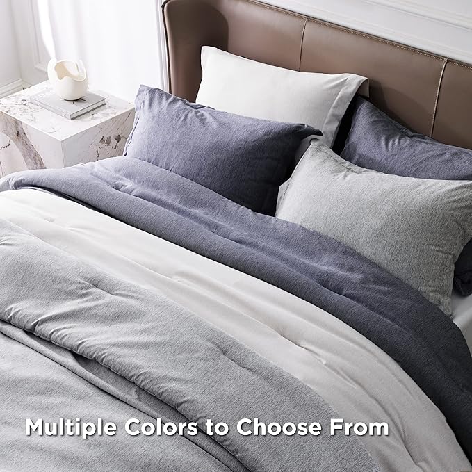 Bedsure California King Comforter Set - Grayish White Soft Bedding for All Seasons, Cationic Dyed Bed Set, 3 Pieces, 1 California King Size Comforter (104"x96") and 2 Pillow Shams (20"x36"+2")