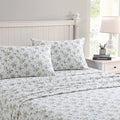 Laura Ashley - Flannel Sheets Twin Size, Anti-Pilling & Wrinkle Resistant Cotton, Touchably Soft for All-Season Comfort - Bed Sheets with Matching Pillowcase & Fitted Sheet (Le Fleur Cottage Blue)