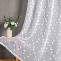 MYSKY HOME Pom Pom White Sheer Curtains for Bedroom Girls Room Curtains 84 Inches Long for Nursery Kids Light Filtering Boho Window Drapes, Rod Pocket, 52" Wide, 2 Panels
