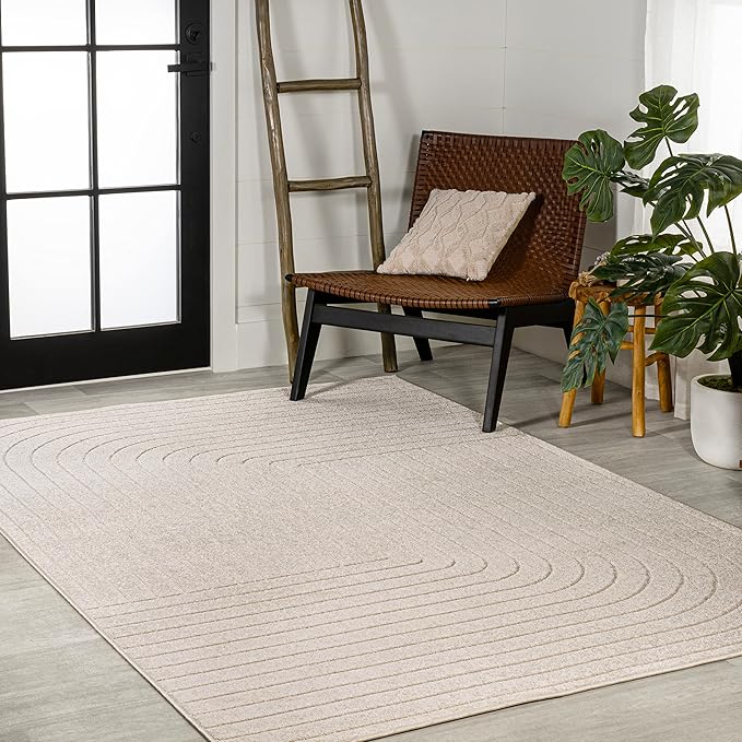 Eyely NCS101A-3 Scandinavian Odense Minimalist Angle Geometric Indoor Area Rug, Modern, Contemporary, Coastal, Bohemian, Bedroom, Kitchen, Living Room, Non Shedding, Ivory/Cream, 3' x 5'