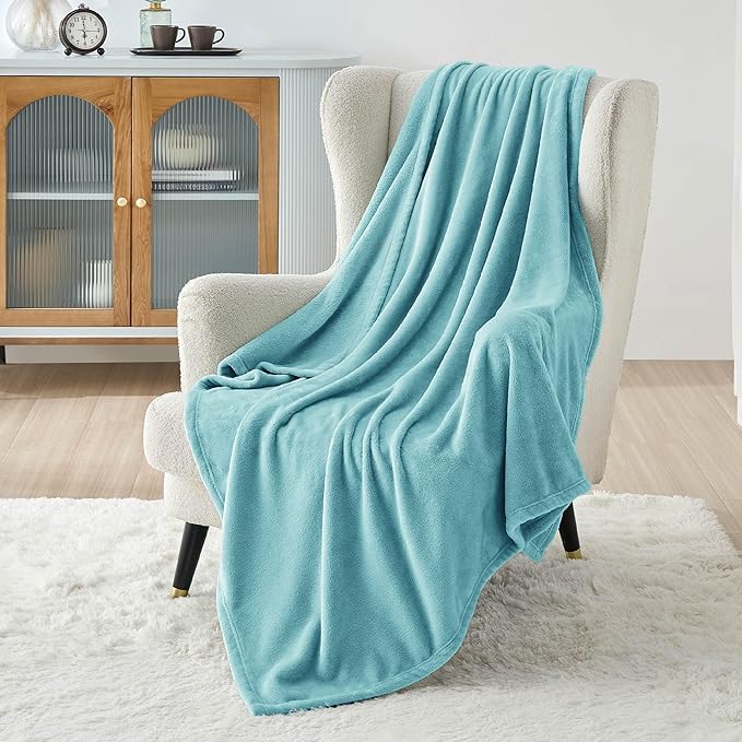 Bedsure GentleSoft Fleece Blankets Twin Size River Blue - 300GSM Lightweight Plush Fuzzy Cozy Soft Blanket for Bed, Sofa, Couch, Travel, Camping, 60x80 inches
