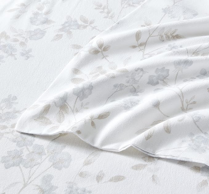 Laura Ashley - Flannel Sheets Full Size, Anti-Pilling & Wrinkle Resistant Cotton, Touchably Soft for All-Season Comfort - Bed Sheets with Matching Pillowcases & Fitted Sheet (Fawna Grey)