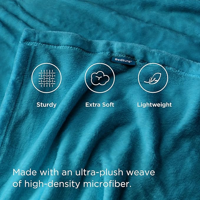 Bedsure GentleSoft Bedding Fleece Blanket for Girls and Boys - Soft Cozy Cute Small Throw Blankets for Travel, 43x55 Inches,Teal Blue