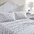 Laura Ashley - Flannel Sheets King Size, Anti-Pilling & Wrinkle Resistant Cotton, Touchably Soft for All-Season Comfort - Bed Sheets with Matching Pillowcases & Fitted Sheet (Faye Toile Black)