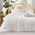 Bedsure Queen Comforter Set - White Comforter, Boho Tufted Shabby Chic Bedding Comforter Set for Kids, 3 Pieces Vintage Farmhouse Bed Set for All Seasons, Fluffy Soft Bedding Set with 2 Pillow Shams