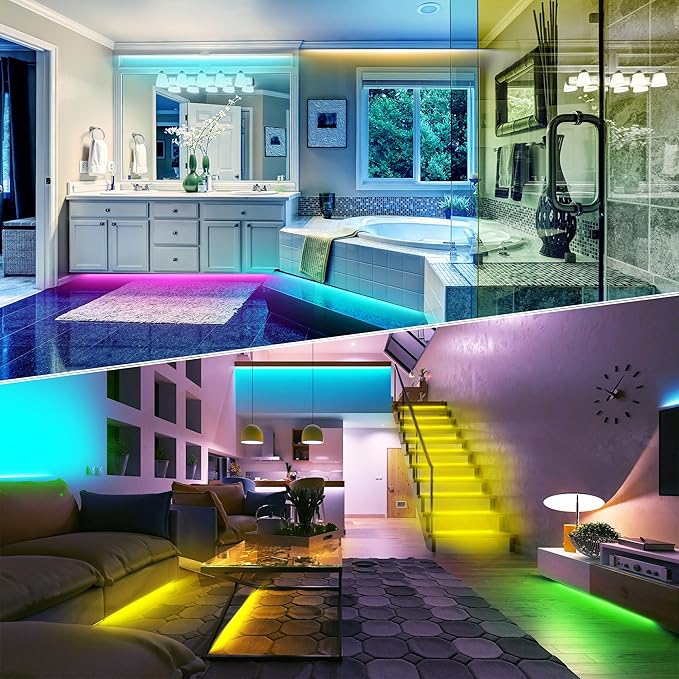 150FT LED Lights for Bedroom, RGB LED Strip Lights Music Sync Color Changing Effects, DIY Cuttable Led Light Strip with Remote and App Control Led Lights for Room Decor Aesthetic and Parties