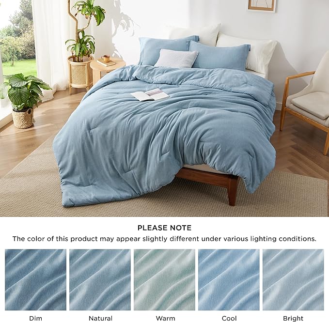 Bedsure California King Comforter Set - Storm Blue Soft Bedding for All Seasons, Cationic Dyed Bed Set, 3 Pieces, 1 California King Size Comforter (104"x96") and 2 Pillow Shams (20"x36"+2")