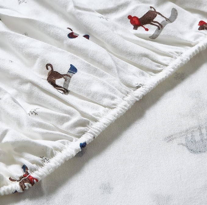 Eddie Bauer - Flannel Sheets King Size, Anti-Pilling & Wrinkle Resistant Cotton, Touchably Soft for All-Season Comfort - Bed Sheets with Matching Pillowcases & Fitted Sheet (Ski Patrol White)