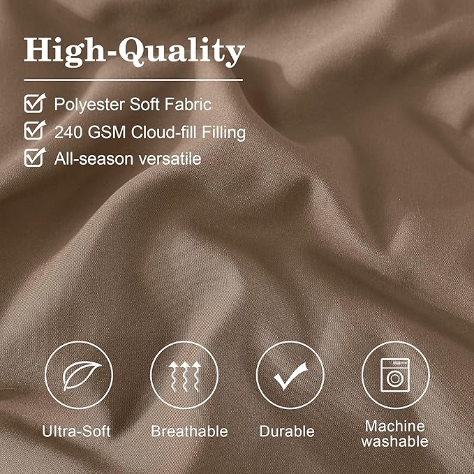 Monbix Queen Comforter Set - 7 Pieces Raw Umber Bed in a Bag Queen Bedding Sets with Comforters, All Seasons Down Alternative Comforter Bed Set with Sheets,Pillowcases & Shams