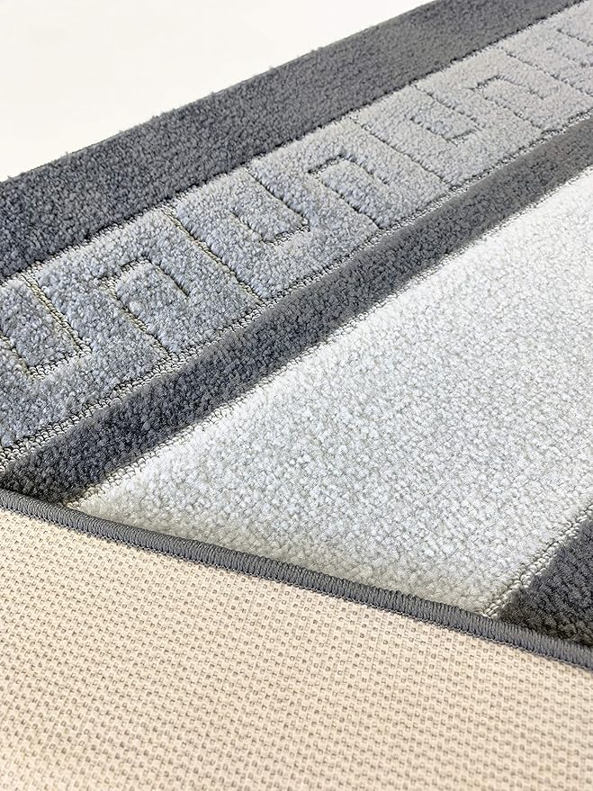 Custom Length Cut to Size Ancient Latin Hellenic Motif Carpet Runner Rug for Hallways, Non Slip Rubber Backed, 31 inch Wide X Customized Length, Greek Key Grey, 31 inch X 16 feet