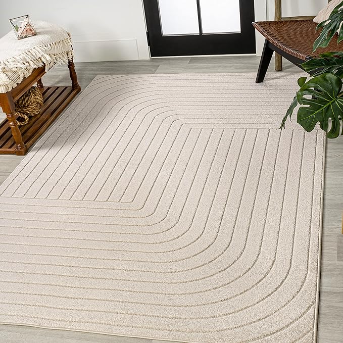 Eyely NCS101A-13 Scandinavian Odense Minimalist Angle Geometric Indoor Rug, Pet Friendly, Non-Shedding, Stain Resistant, Easy-Cleaning, Ivory/Cream, 10 ft. x 13 ft., Indoor/Outdoor, Area Rug