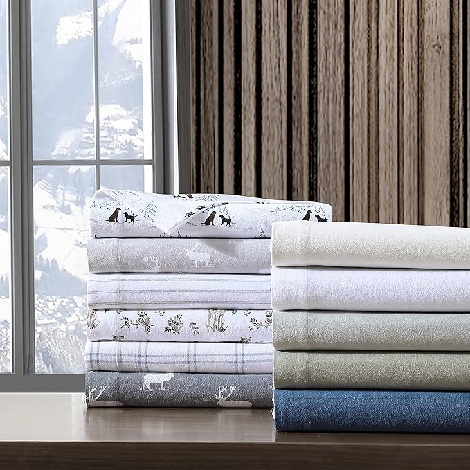 Eddie Bauer - Full Sheets, Cotton Flannel Bedding Set, Brushed For Extra Softness, Cozy Home Decor (Elk Grove, Full)