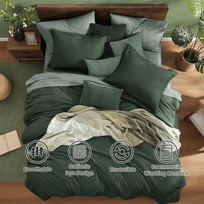 Monbix Full Size Comforter Set, Deep Forest Bedding Comforter for Full Size Bed Set Reversible, Bedding Sets Full 7 Pieces, Cationic Dyeing Bed in a Bag with Comforter, Sheets, Pillowcases & Shams