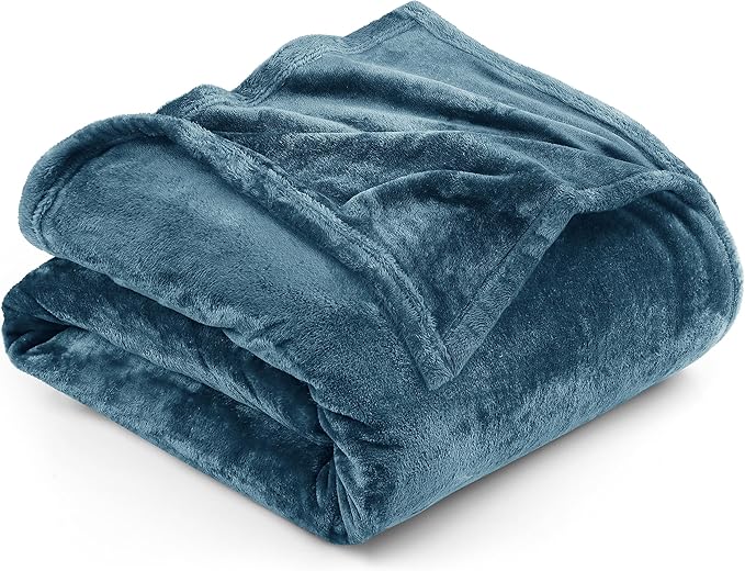 Utopia Bedding Fleece Blanket King Size Stone Blue 300GSM Luxury Fuzzy Soft Anti-Static Microfiber Bed Blanket (90x102 Inch)