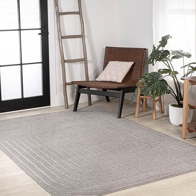 Eyely NCS101B-5 Scandinavian Odense Minimalist Angle Geometric Indoor Area Rug, Modern, Contemporary, Coastal, Bohemian, Bedroom, Kitchen, Living Room, Non Shedding, Gray/Ivory, 5' x 8'
