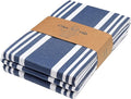 Urban Villa Kitchen Towels 100% Cotton Pack of 3, Highly Absorbent Quick Drying Soft Premium Dish Towels for Kitchen with Hanging Loop Hand & Tea Towels - 20x30 Inch, (Indigo Blue & White, Striped)