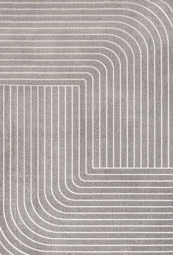 Eyely NCS101B-5 Scandinavian Odense Minimalist Angle Geometric Indoor Area Rug, Modern, Contemporary, Coastal, Bohemian, Bedroom, Kitchen, Living Room, Non Shedding, Gray/Ivory, 5' x 8'