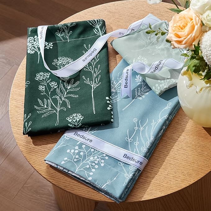 Bedsure California King Comforter Set - Mineral Blue Bed Set, 3 Pieces Cute Floral Bedding, 1 Soft Reversible Botanical Flowers Comforter and 2 Pillow Shams