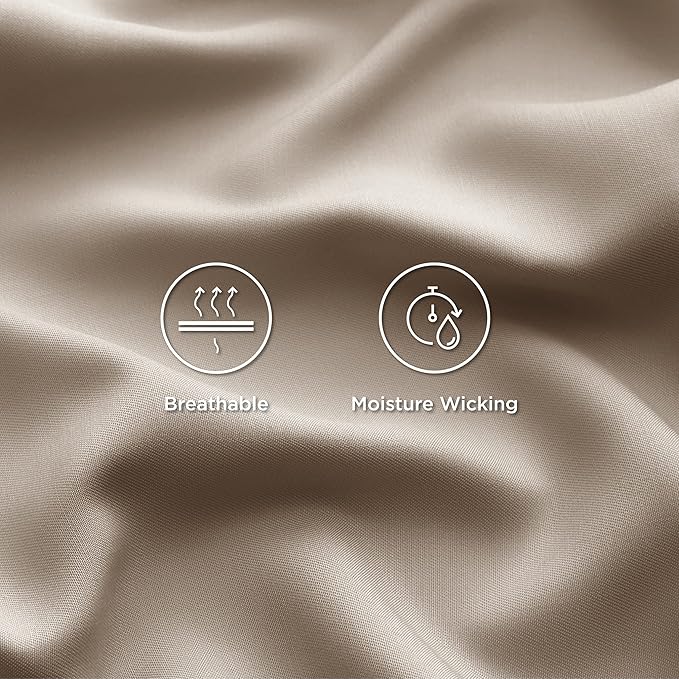 Bedsure King Size Sheets Set, Cooling Sheets for Hot Sleepers, Rayon Derived from Bamboo, Breathable & Soft, Deep Pocket Up to 16 Inches, Hotel Luxury Silky Bedding, Simply Taupe
